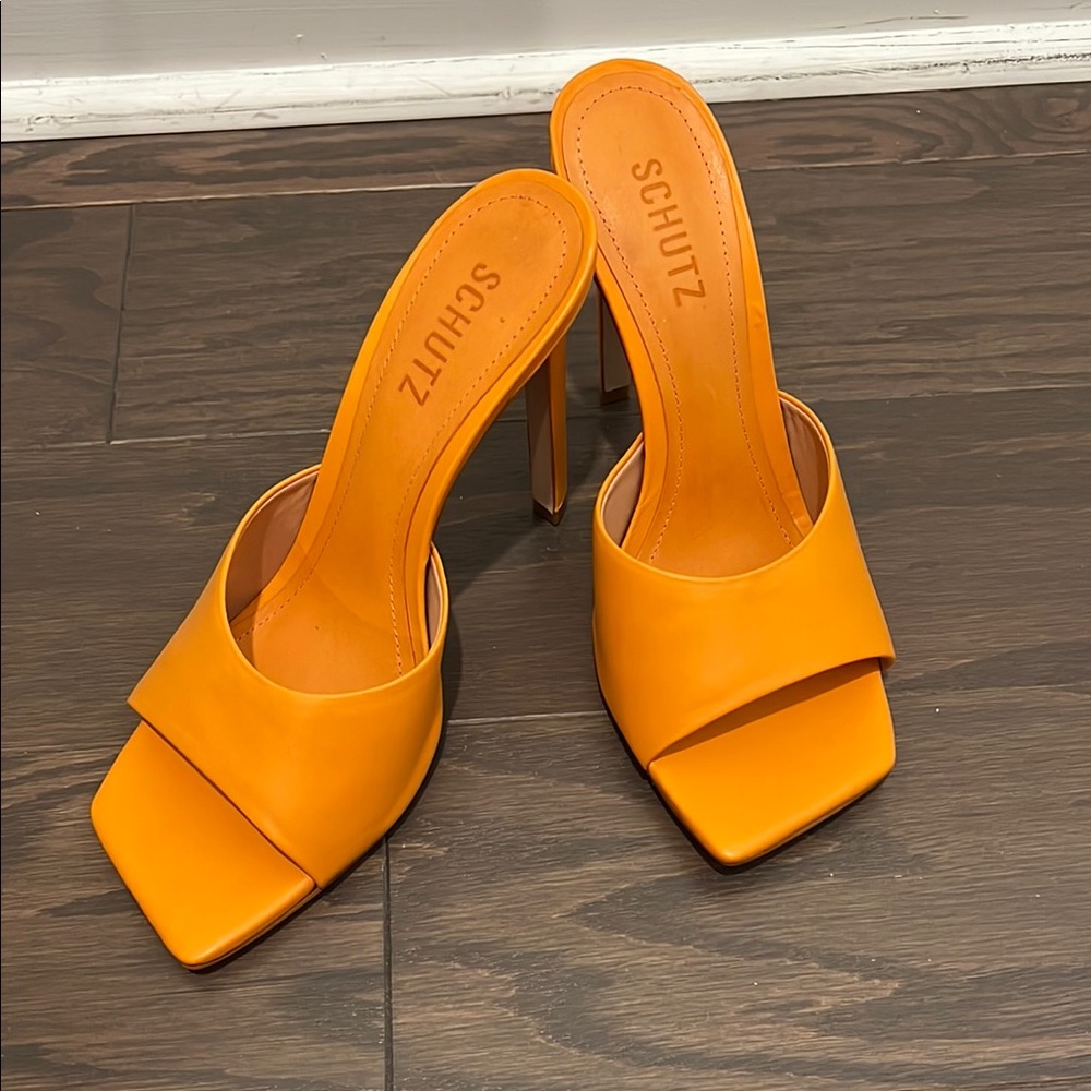 Schutz Orange Kate High Heel Sandals Sz 8.5